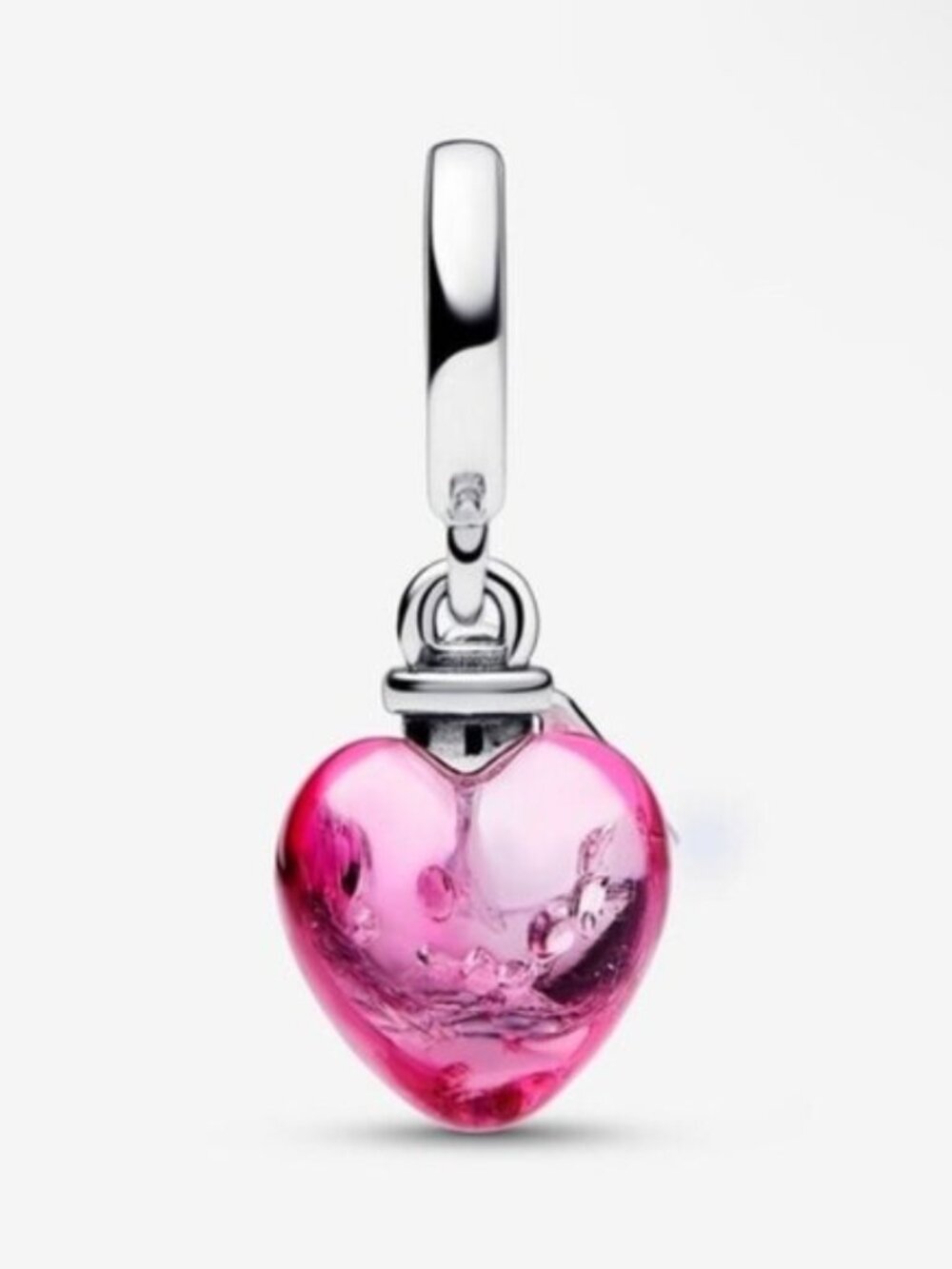 Pandora Pink Glass Heart Dangle Charm